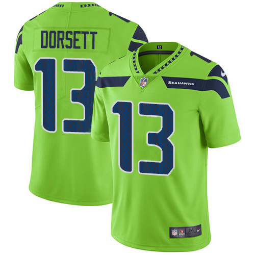 Personalized Seahawks #13 Phillip Dorsett Green Men’s Stitched NFL Limited Rush Jersey