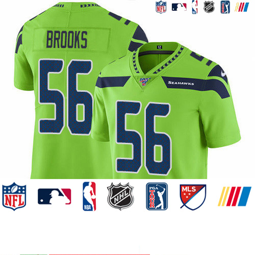 Personalized Seahawks #56 Jordyn Brooks Green Men’s Stitched NFL Limited Rush 100th Season Jersey