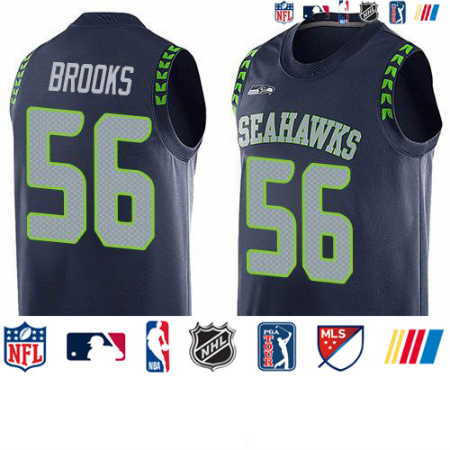 Personalized Seahawks #56 Jordyn Brooks Steel Blue Team Color Men’s Stitched NFL Limited Tank Top Jersey