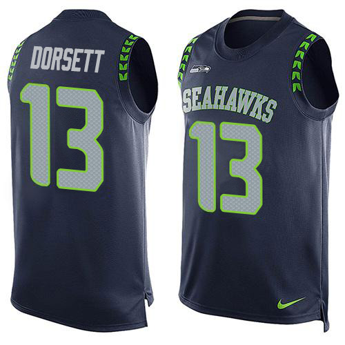 Personalized Seahawks #13 Phillip Dorsett Steel Blue Team Color Men’s Stitched NFL Limited Tank Top Jersey