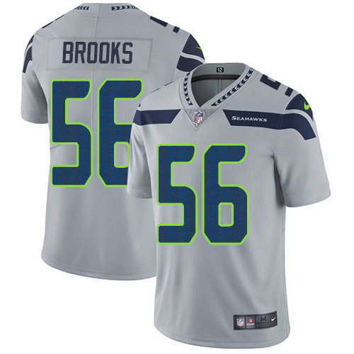 Personalized Seahawks #56 Jordyn Brooks Grey Alternate Men’s Stitched NFL Untouchable Limited Jersey