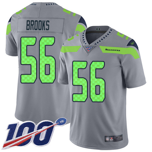 Personalized Seahawks #56 Jordyn Brooks Gray Men’s Stitched NFL Limited Inverted Legend 100th Season Jersey