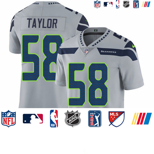 Personalized Seahawks #58 Darrell Taylor Grey Alternate Men’s Stitched NFL Untouchable Limited Jersey