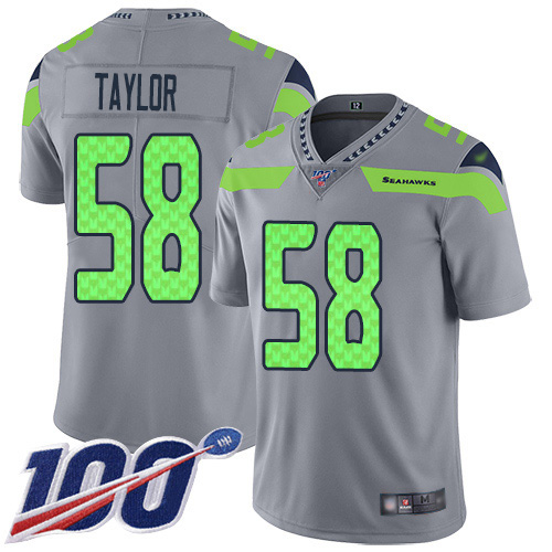 Personalized Seahawks #58 Darrell Taylor Gray Men’s Stitched NFL Limited Inverted Legend 100th Season Jersey