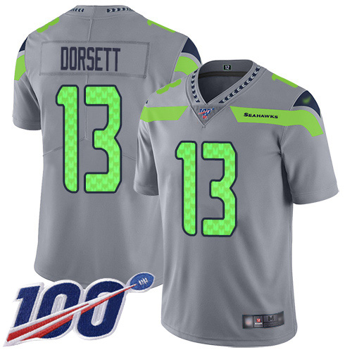 Personalized Seahawks #13 Phillip Dorsett Gray Men’s Stitched NFL Limited Inverted Legend 100th Season Jersey