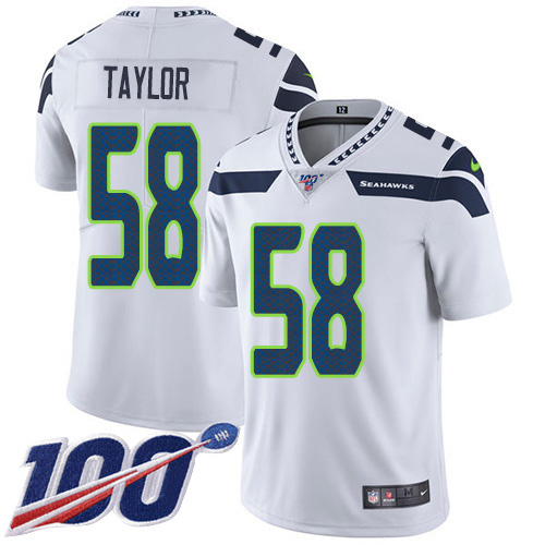 Personalized Seahawks #58 Darrell Taylor White Men’s Stitched NFL 100th Season Untouchable Limited Jersey