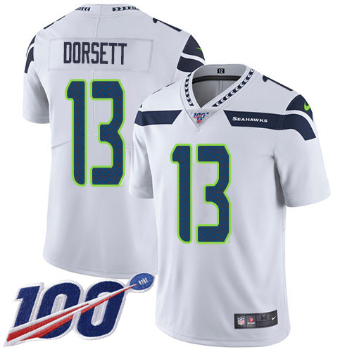 Personalized Seahawks #13 Phillip Dorsett White Men’s Stitched NFL 100th Season Untouchable Limited Jersey