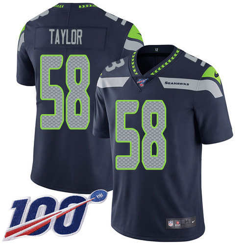 Personalized Seahawks #58 Darrell Taylor Steel Blue Team Color Men’s Stitched NFL 100th Season Untouchable Limited Jersey