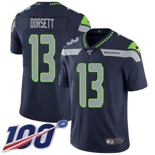 Personalized Seahawks #13 Phillip Dorsett Steel Blue Team Color Men’s Stitched NFL 100th Season Untouchable Limited Jersey