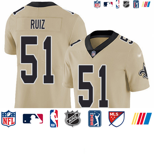 Personalized Saints #51 Cesar Ruiz Gold Men’s Stitched NFL Limited Inverted Legend Jersey