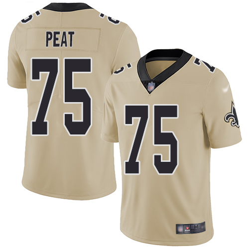 Personalized Saints #75 Andrus Peat Gold Men’s Stitched NFL Limited Inverted Legend Jersey