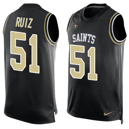 Personalized Saints #51 Cesar Ruiz Black Team Color Men’s Stitched NFL Limited Tank Top Jersey