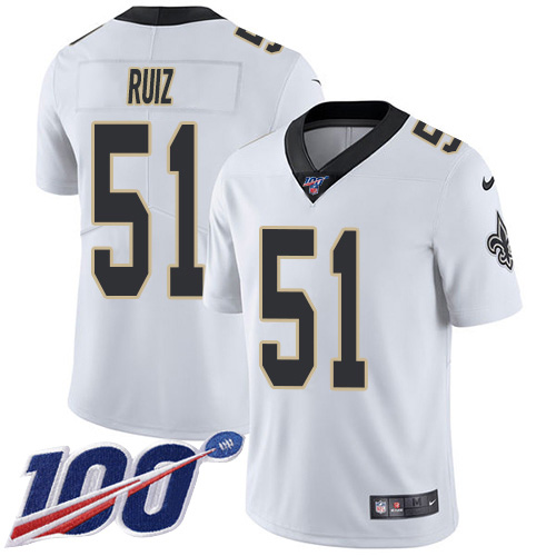 Personalized Saints #51 Cesar Ruiz White Men’s Stitched NFL 100th Season Untouchable Limited Jersey