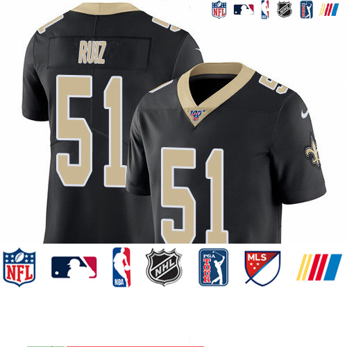 Personalized Saints #51 Cesar Ruiz Black Team Color Men’s Stitched NFL 100th Season Untouchable Limited Jersey