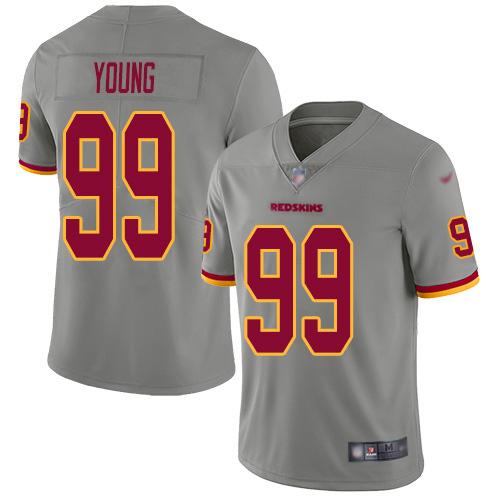 Personalized Redskins #99 Chase Young Gray Men’s Stitched NFL Limited Inverted Legend Jersey