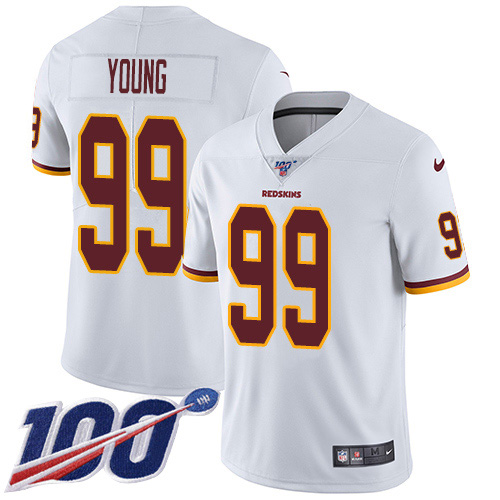 Personalized Redskins #99 Chase Young White Men’s Stitched NFL 100th Season Untouchable Limited Jersey