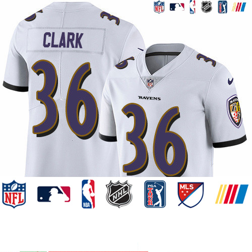 Personalized Ravens #36 Chuck Clark White Men’s Stitched NFL Untouchable Limited Jersey
