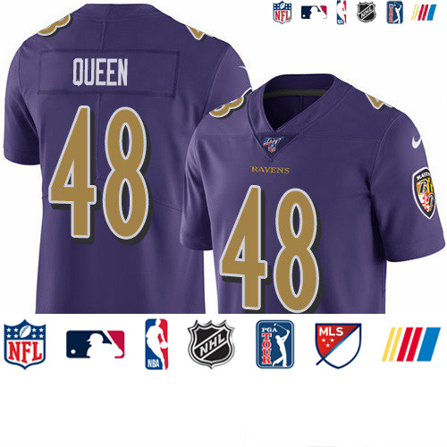 Personalized Ravens #48 Patrick Queen Purple Men’s Stitched NFL Limited Rush 100th Season Jersey