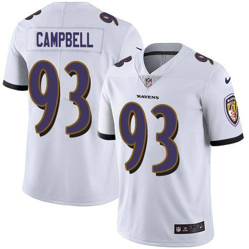 Personalized Ravens #93 Calais Campbell White Men’s Stitched NFL Untouchable Limited Jersey