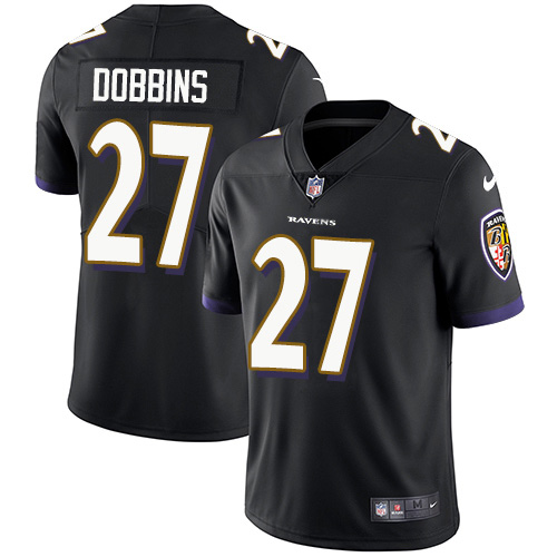 Personalized Ravens #27 J.K. Dobbins Black Alternate Men’s Stitched NFL Untouchable Limited Jersey