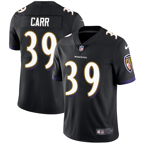 Personalized Ravens #39 Brandon Carr Black Alternate Men’s Stitched NFL Untouchable Limited Jersey