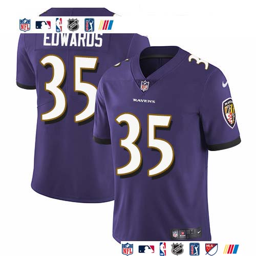 Personalized Ravens #35 Gus Edwards Purple Team Color Men’s Stitched NFL Untouchable Limited Jersey
