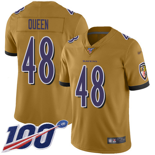 Personalized Ravens #48 Patrick Queen Gold Men’s Stitched NFL Limited Inverted Legend 100th Season Jersey