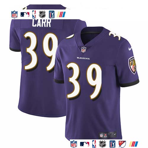 Personalized Ravens #39 Brandon Carr Purple Team Color Men’s Stitched NFL Untouchable Limited Jersey