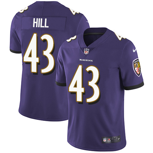 Personalized Ravens #43 Justice Hill Purple Team Color Men’s Stitched NFL Untouchable Limited Jersey