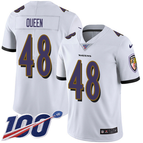 Personalized Ravens #48 Patrick Queen White Men’s Stitched NFL 100th Season Untouchable Limited Jersey