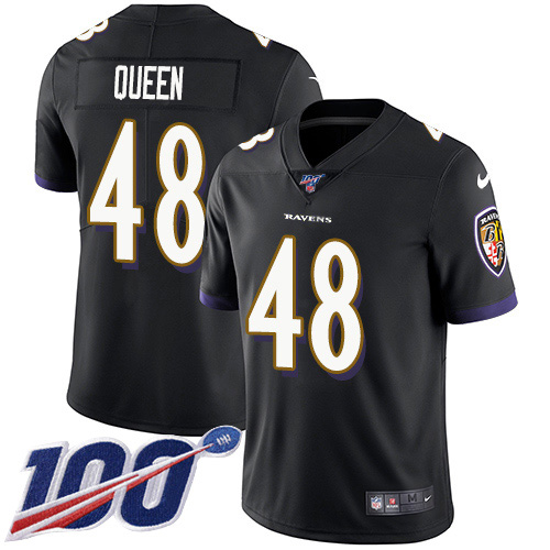 Personalized Ravens #48 Patrick Queen Black Alternate Men’s Stitched NFL 100th Season Untouchable Limited Jersey
