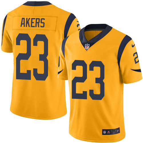 Personalized Rams #23 Cam Akers Gold Men’s Stitched NFL Limited Rush Jersey