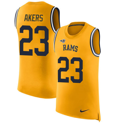 Personalized Rams #23 Cam Akers Gold Men’s Stitched NFL Limited Rush Tank Top Jersey