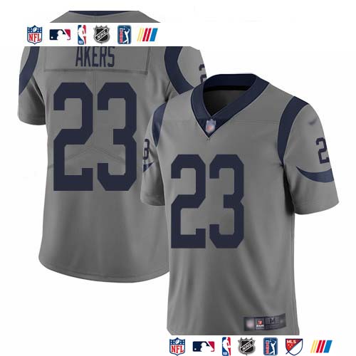 Personalized Rams #23 Cam Akers Gray Men’s Stitched NFL Limited Inverted Legend Jersey