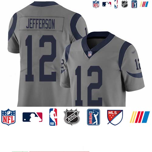 Personalized Rams #12 Van Jefferson Gray Men’s Stitched NFL Limited Inverted Legend Jersey