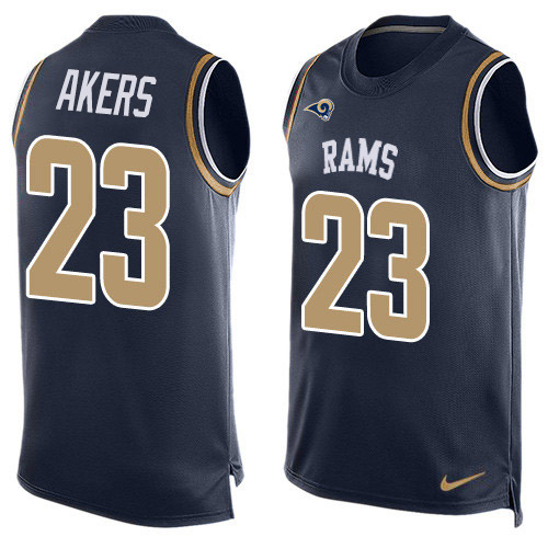 Personalized Rams #23 Cam Akers Navy Blue Team Color Men’s Stitched NFL Limited Tank Top Jersey