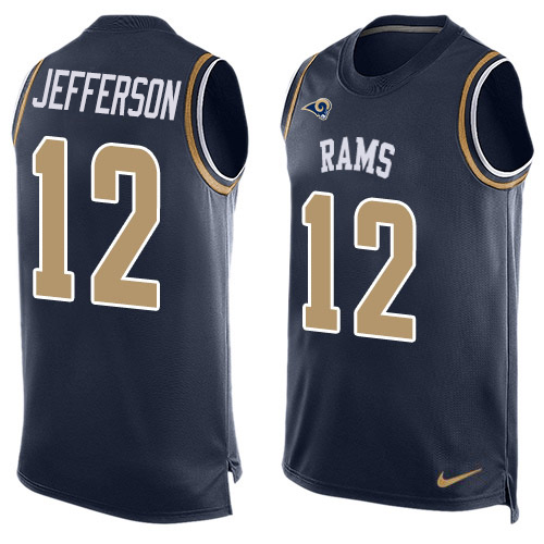 Personalized Rams #12 Van Jefferson Navy Blue Team Color Men’s Stitched NFL Limited Tank Top Jersey