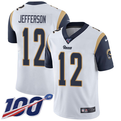 Personalized Rams #12 Van Jefferson White Men’s Stitched NFL 100th Season Untouchable Limited Jersey