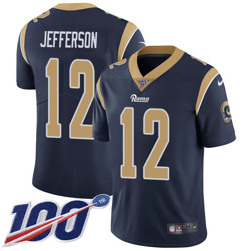 Personalized Rams #12 Van Jefferson Navy Blue Team Color Men’s Stitched NFL 100th Season Untouchable Limited Jersey