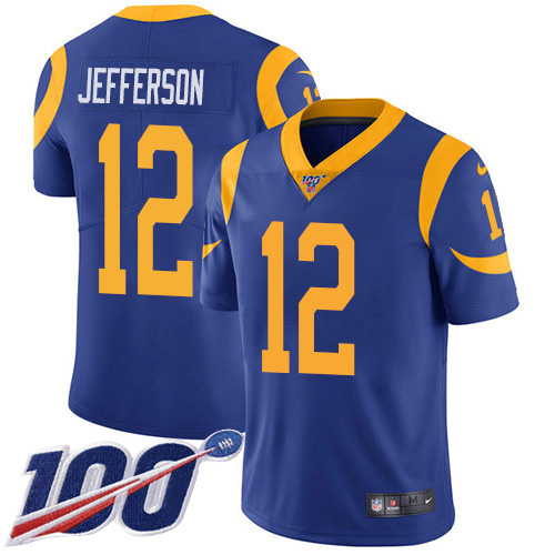 Personalized Rams #12 Van Jefferson Royal Blue Alternate Men’s Stitched NFL 100th Season Untouchable Limited Jersey