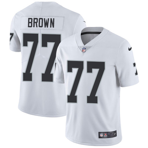 Personalized Raiders #77 Trent Brown White Men’s Stitched NFL Untouchable Limited Jersey
