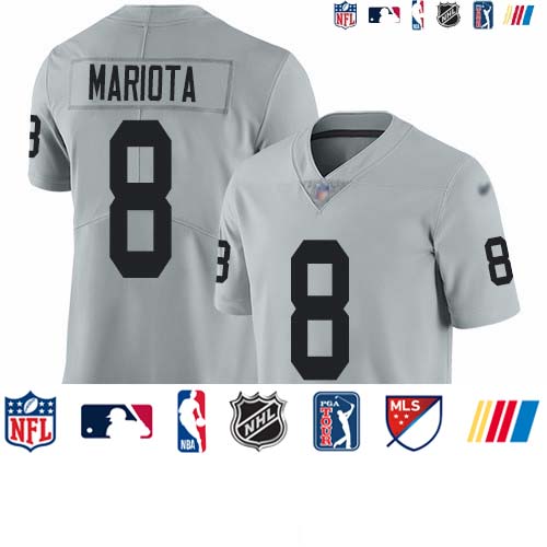 Personalized Raiders #8 Marcus Mariota Silver Men’s Stitched NFL Limited Inverted Legend Jersey