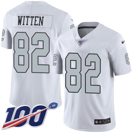 Personalized Raiders #82 Jason Witten White Men’s Stitched NFL Limited Rush 100th Season Jersey