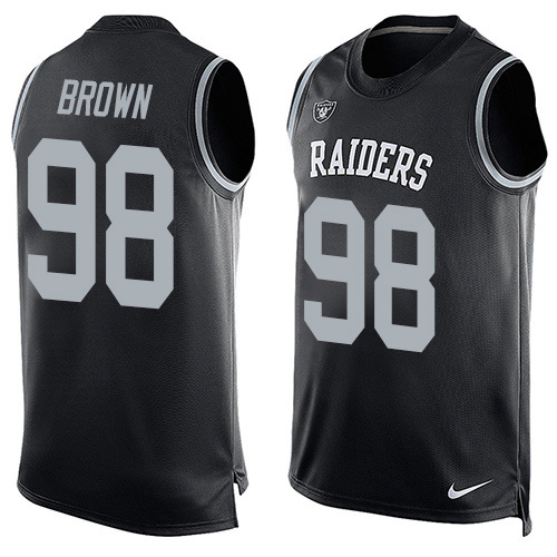 Personalized Raiders #98 Trent Brown Black Team Color Men’s Stitched NFL Limited Tank Top Jersey