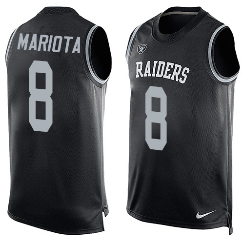 Personalized Raiders #8 Marcus Mariota Black Team Color Men’s Stitched NFL Limited Tank Top Jersey