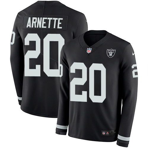 Personalized Raiders #20 Damon Arnette Black Team Color Men’s Stitched NFL Limited Therma Long Sleeve Jersey