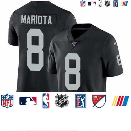 Personalized Raiders #8 Marcus Mariota Black Team Color Men’s Stitched NFL 100th Season Untouchable Limited Jersey