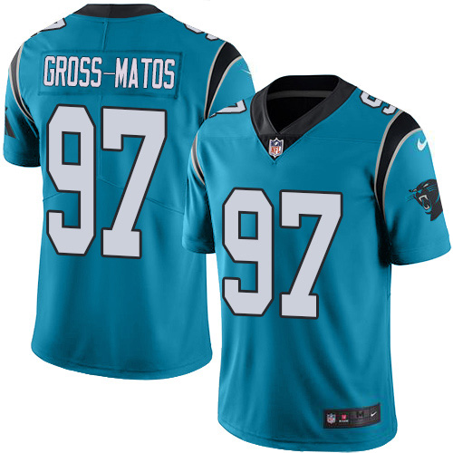 Personalized Panthers #97 Yetur Gross-Matos Blue Men’s Stitched NFL Limited Rush Jersey