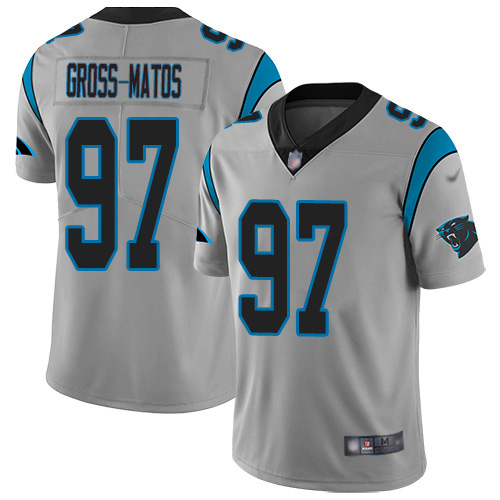 Personalized Panthers #97 Yetur Gross-Matos Silver Men’s Stitched NFL Limited Inverted Legend Jersey