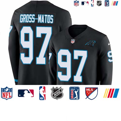 Personalized Panthers #97 Yetur Gross-Matos Black Team Color Men’s Stitched NFL Limited Therma Long Sleeve Jersey